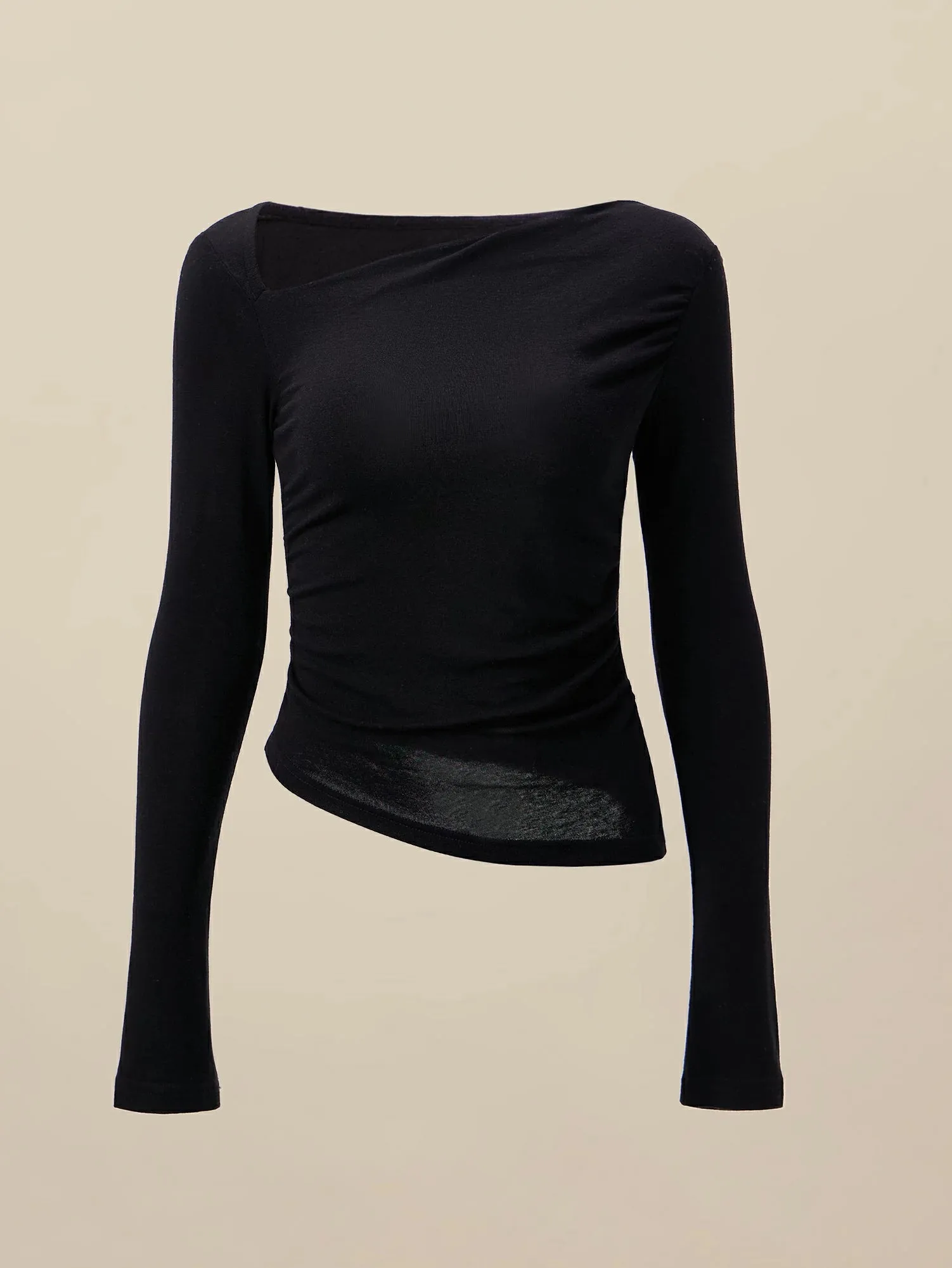 Amoretu Irregular Neck Slanted Shoulder T-Shirt