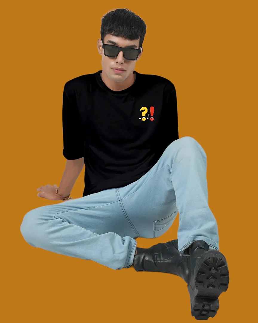 Black Oversized Printed Men's T-Shirt