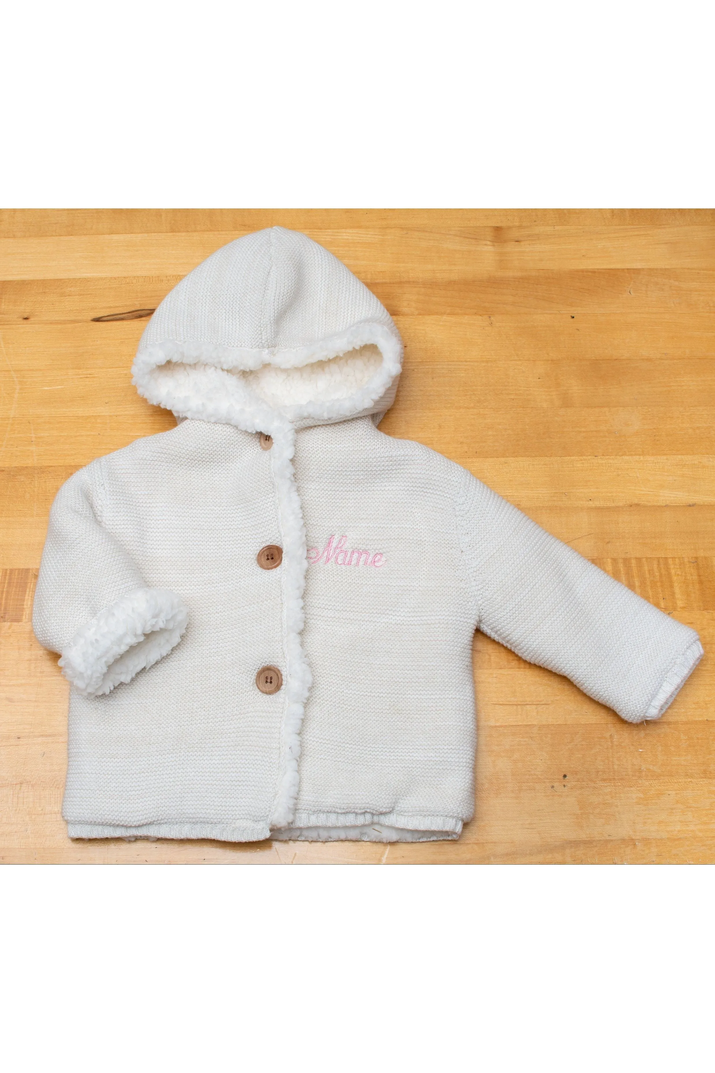 Carriage Boutique Sherpa-Lined Hooded Jacket Off White