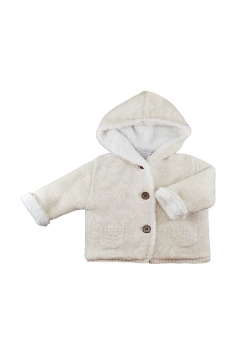 Carriage Boutique Sherpa-Lined Hooded Jacket Off White