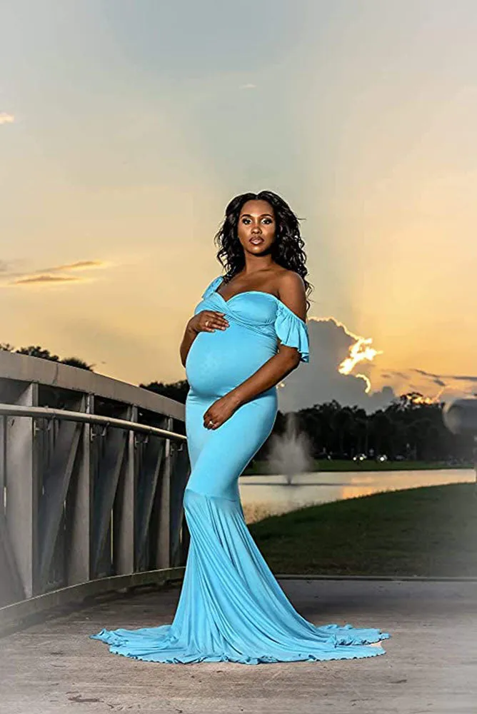 Colbie Short Sleeve Mermaid Maternity Gown