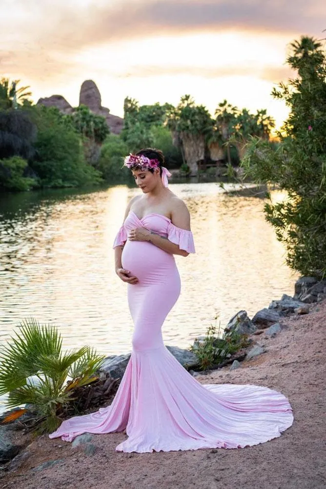 Colbie Short Sleeve Mermaid Maternity Gown