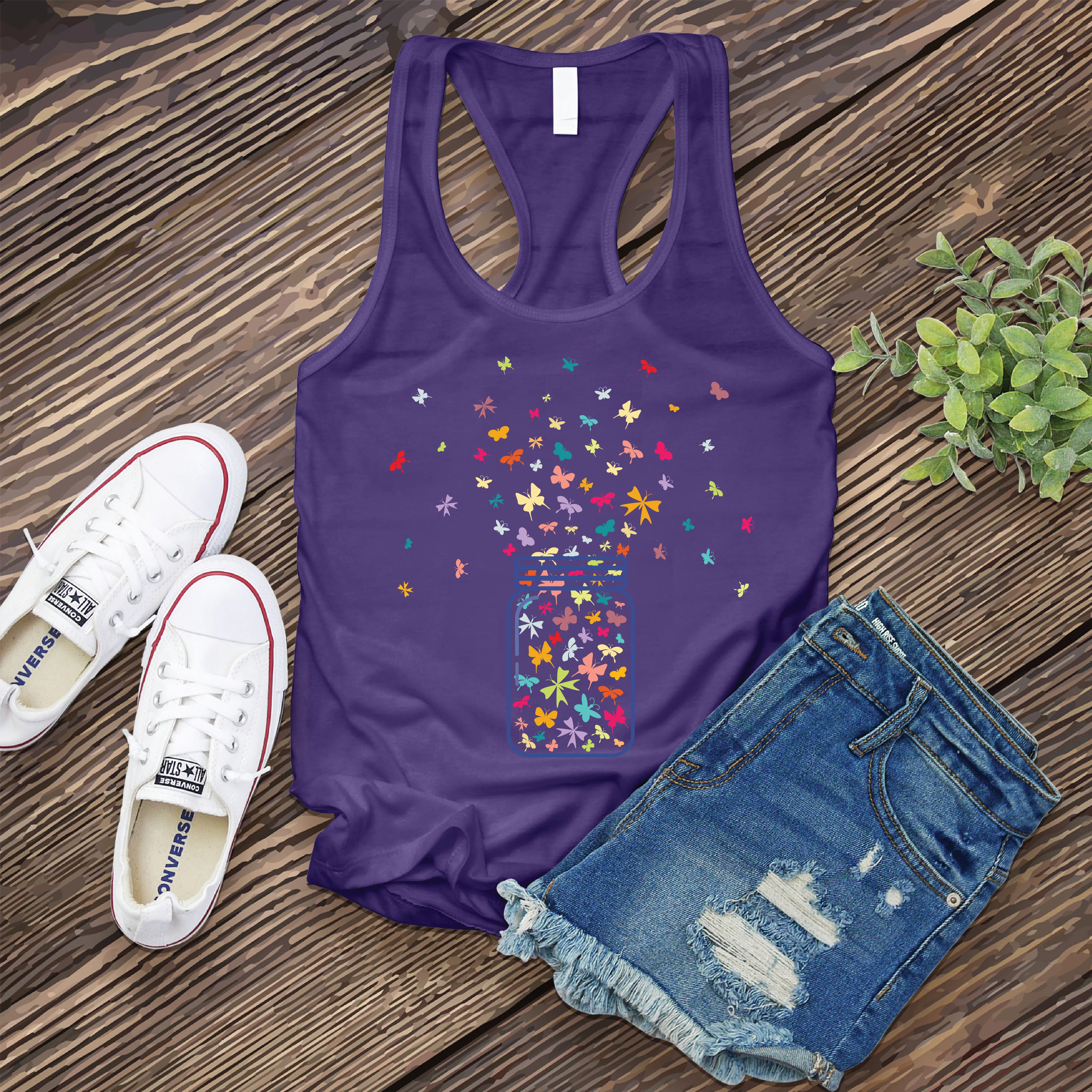 Colorful Butterfly Jar Women's Tank Top