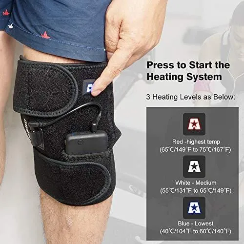 Heated Knee Brace Wrap Support/Therapeutic Electric Heating Pad W/Rechargable 7.4V 2600Mah Battery for Joint Pain, Arthritis Meniscus Pain Relief (3 Temperature Setting) by Arris (1PCS)