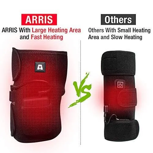 Heated Knee Brace Wrap Support/Therapeutic Electric Heating Pad W/Rechargable 7.4V 2600Mah Battery for Joint Pain, Arthritis Meniscus Pain Relief (3 Temperature Setting) by Arris (1PCS)