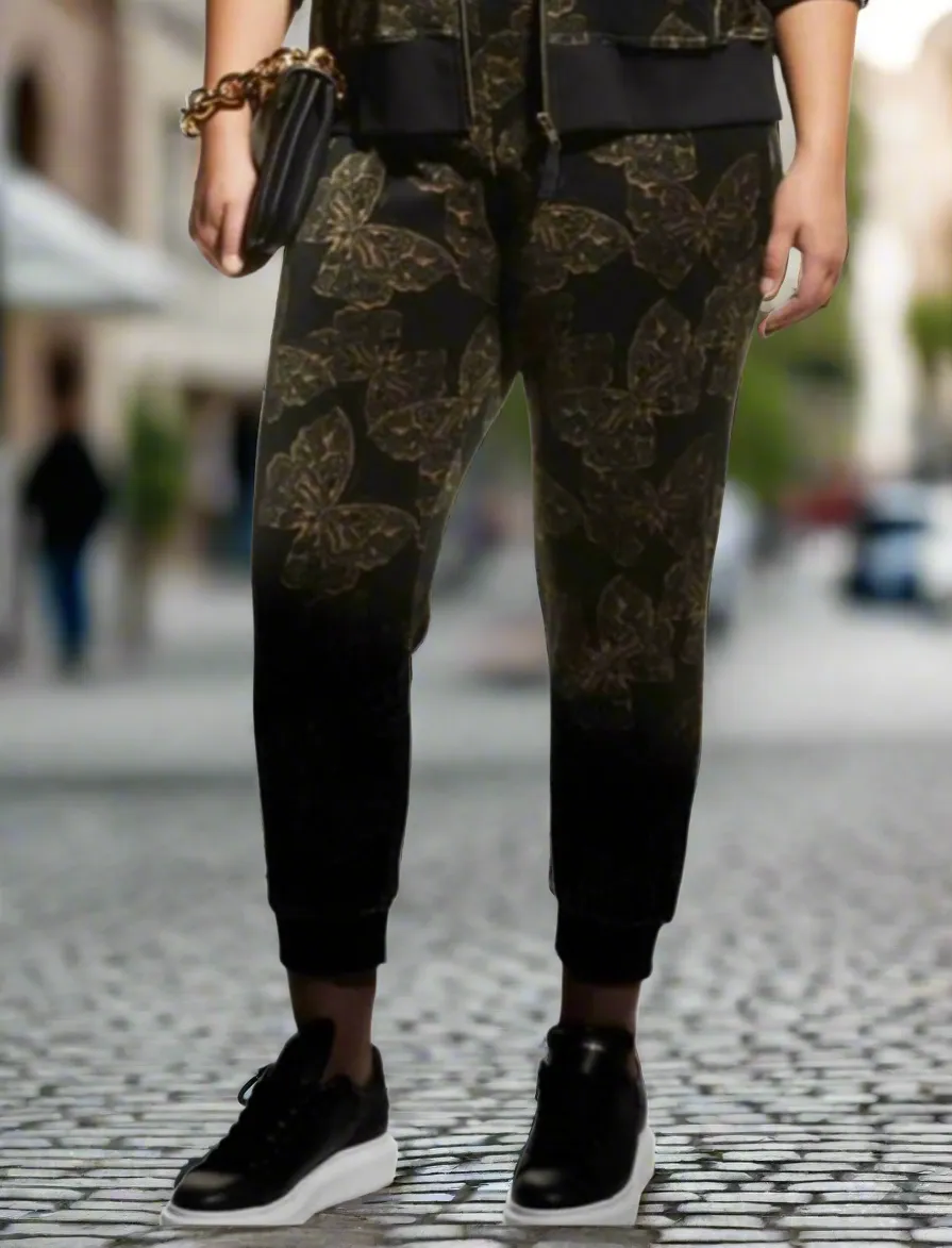 Johnny Was Zuri Modern Velour Sweatpants Black Plus 1X