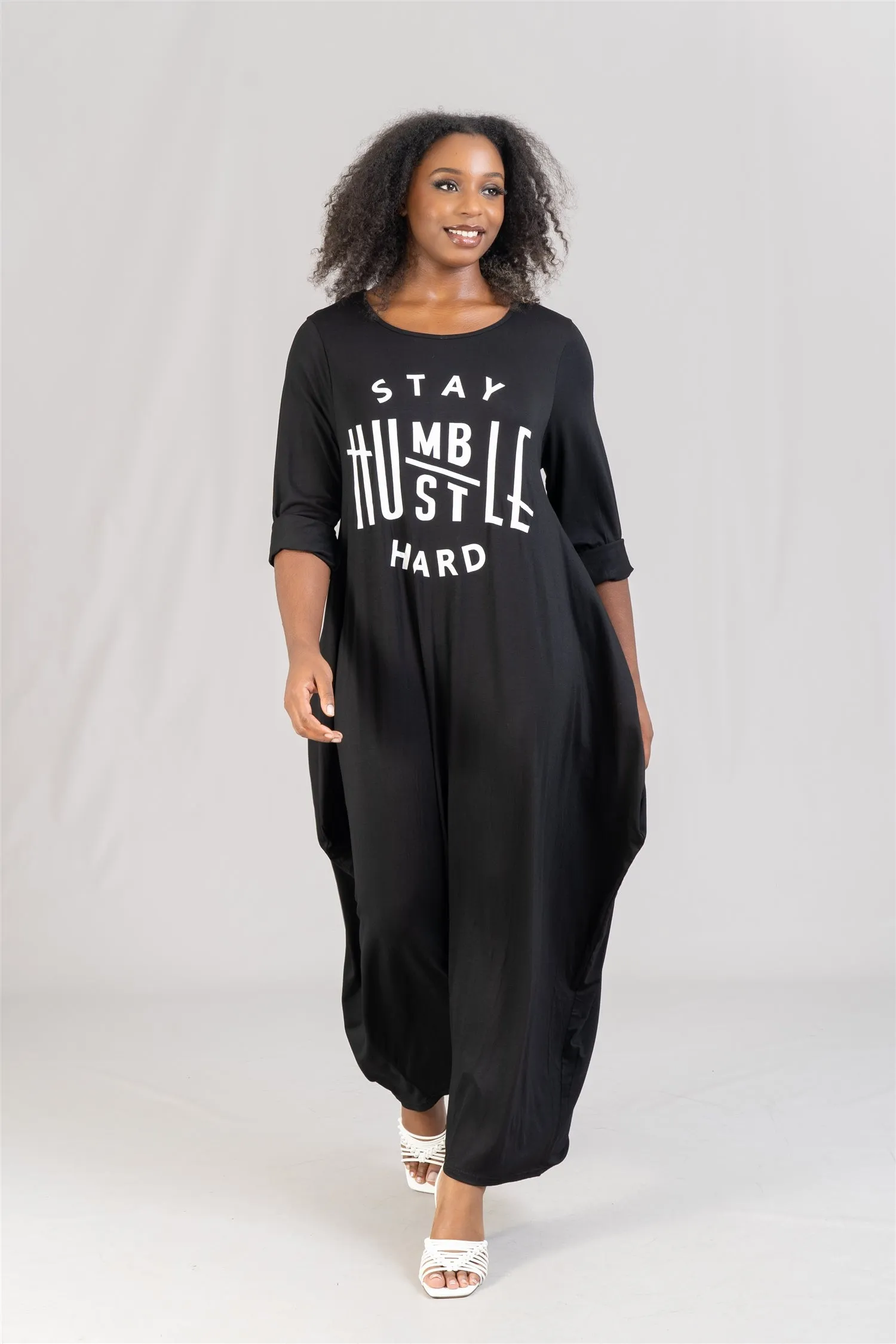 KaraChic CHH21065 Stay Humble Graphic Knit Maxi Dress