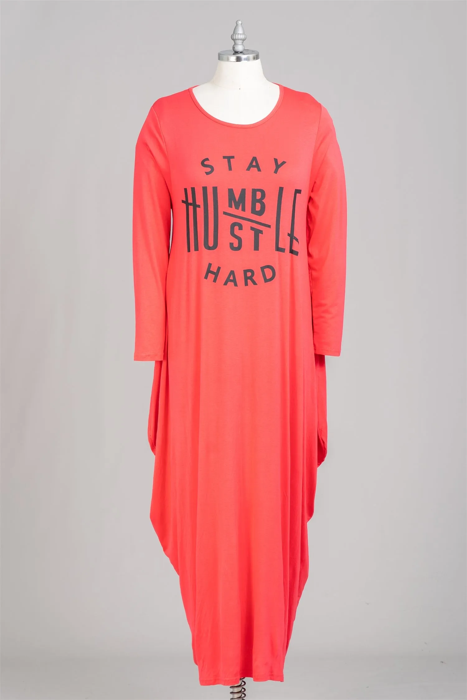 KaraChic CHH21065 Stay Humble Graphic Knit Maxi Dress