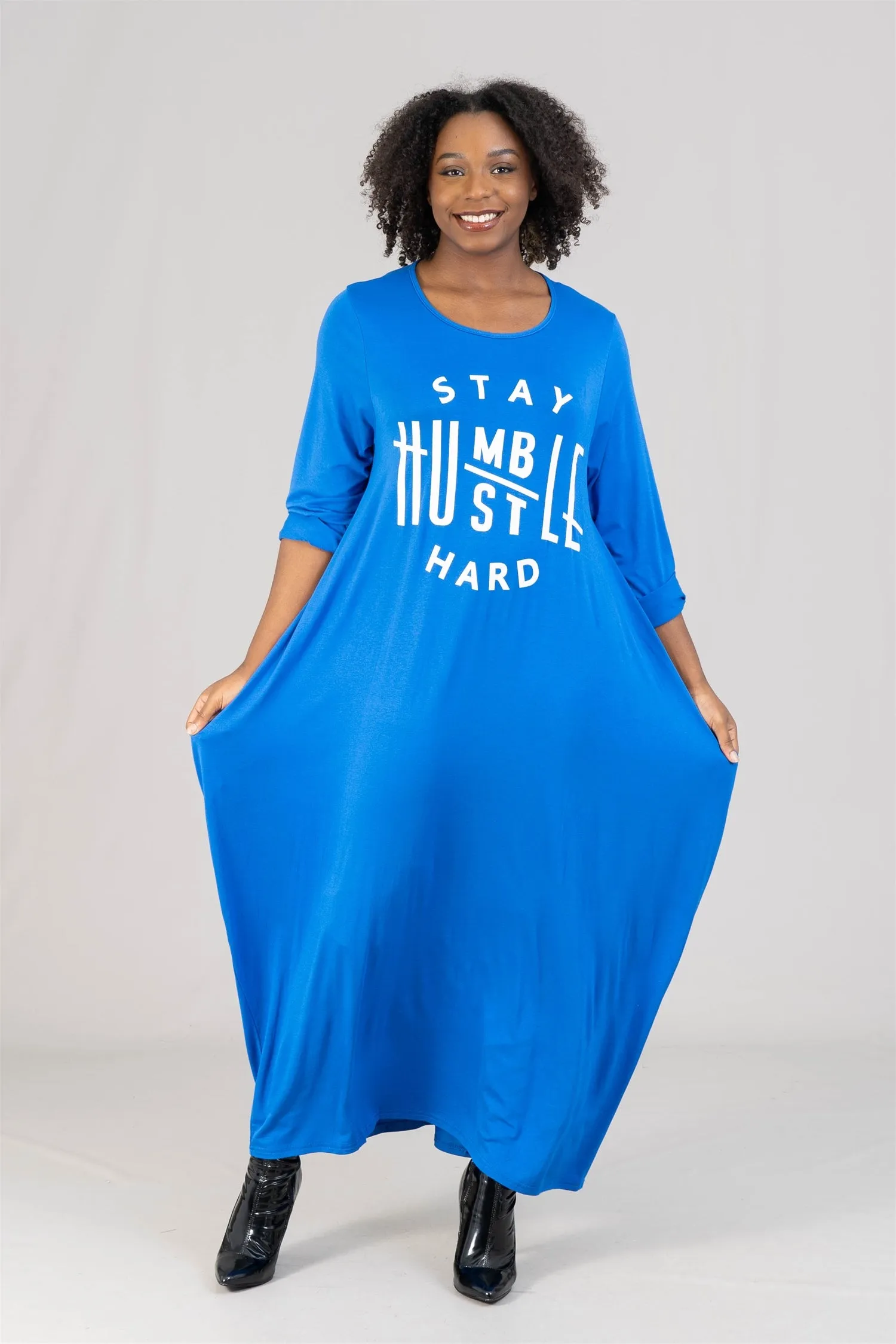 KaraChic CHH21065 Stay Humble Graphic Knit Maxi Dress