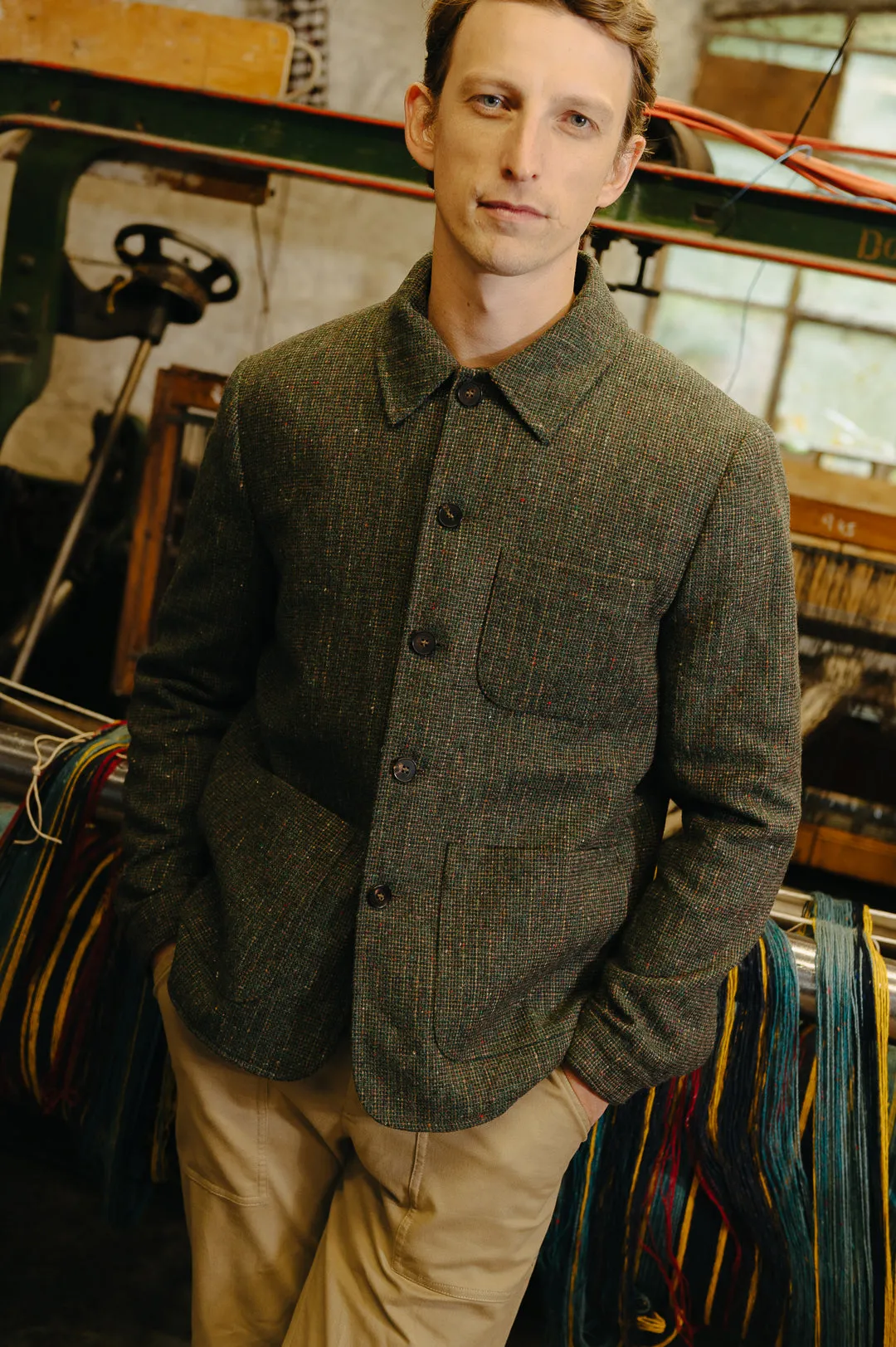 London Cloth Co. French Green Tweed Chore Jacket