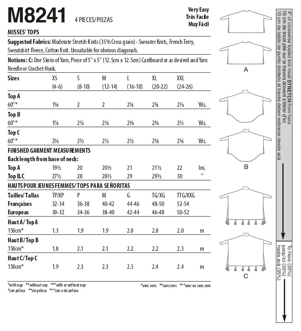 McCall's sewing pattern 8241 Misses' Tops