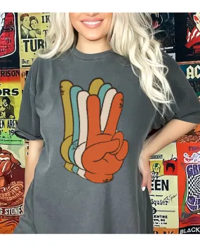 Peace Signs T-Shirt, Retro, Distressed Retro, Vintage Peace Signs Design, Comfort Colors® T-Shirt, T-Shirt Dress
