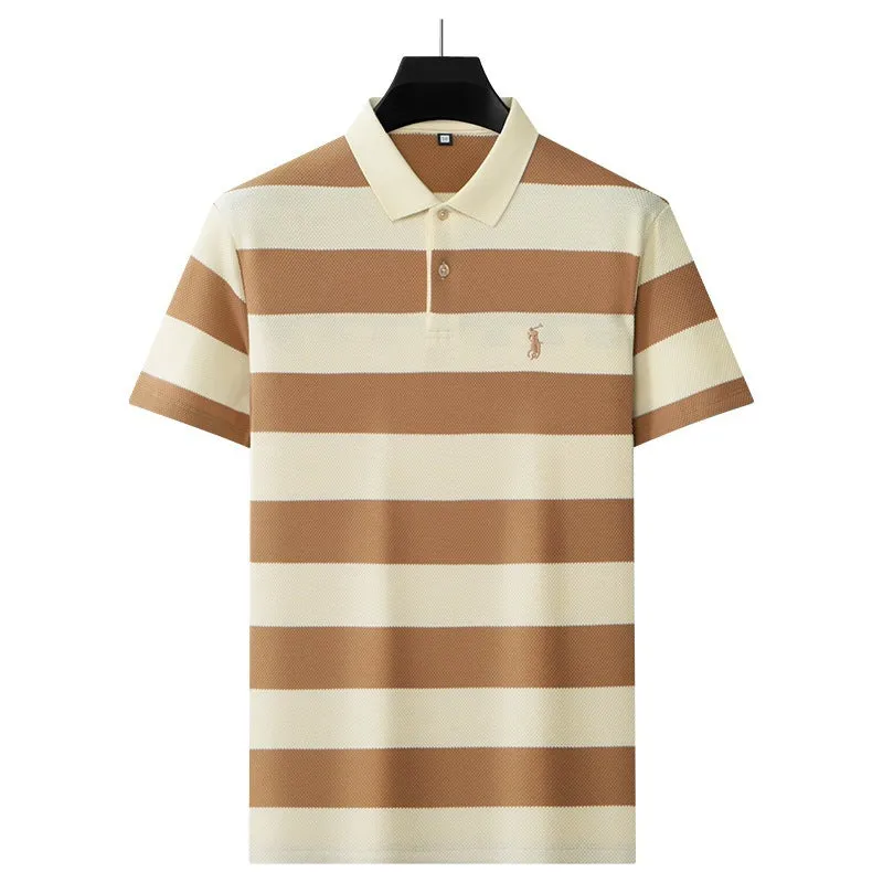 Pineapple Pattern Striped Polo Shirt