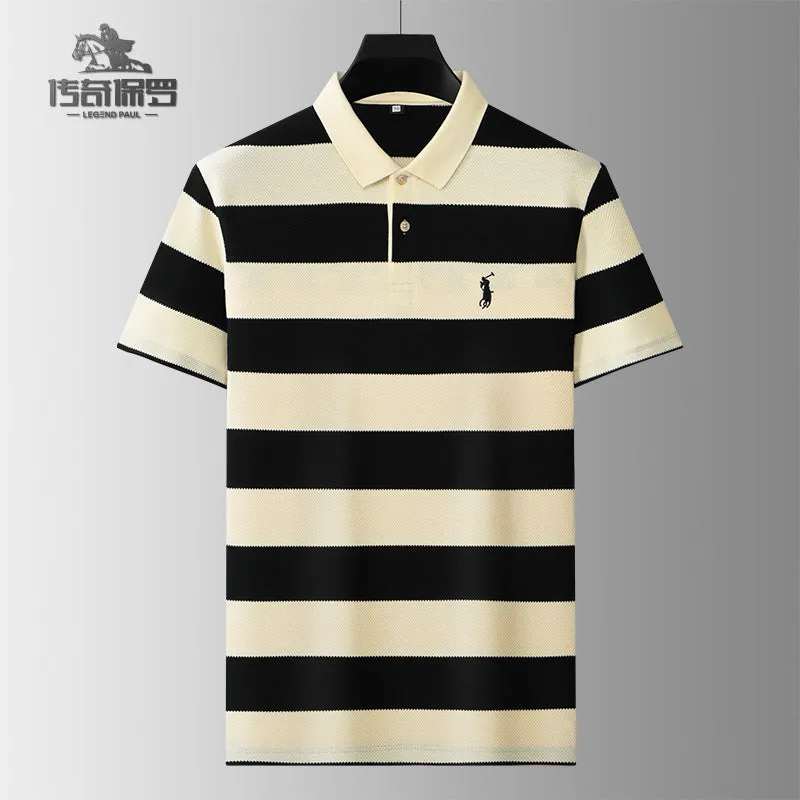 Pineapple Pattern Striped Polo Shirt