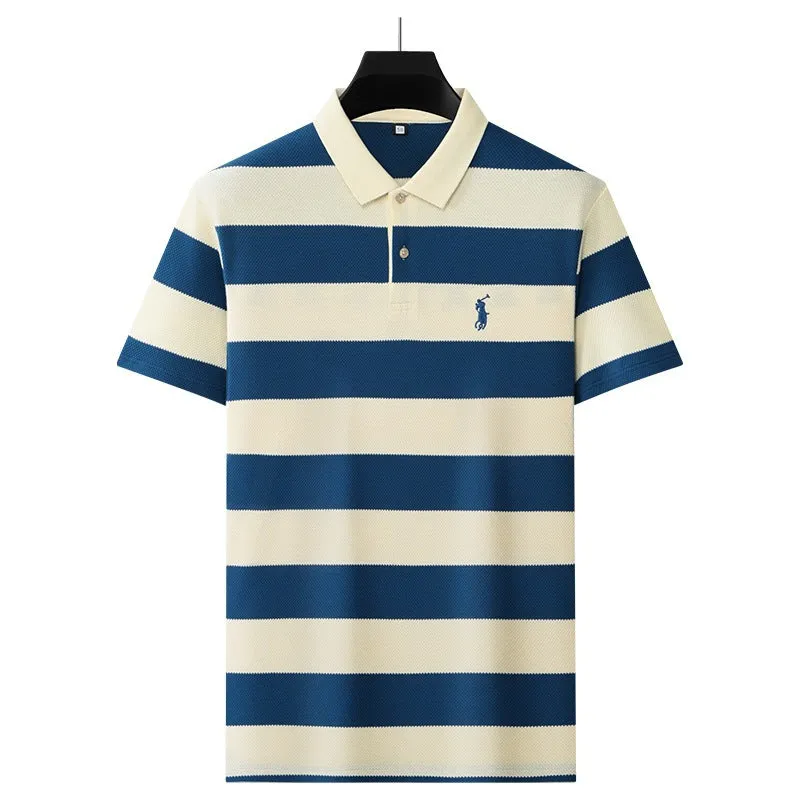 Pineapple Pattern Striped Polo Shirt