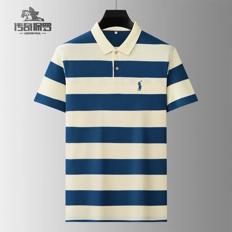Pineapple Pattern Striped Polo Shirt