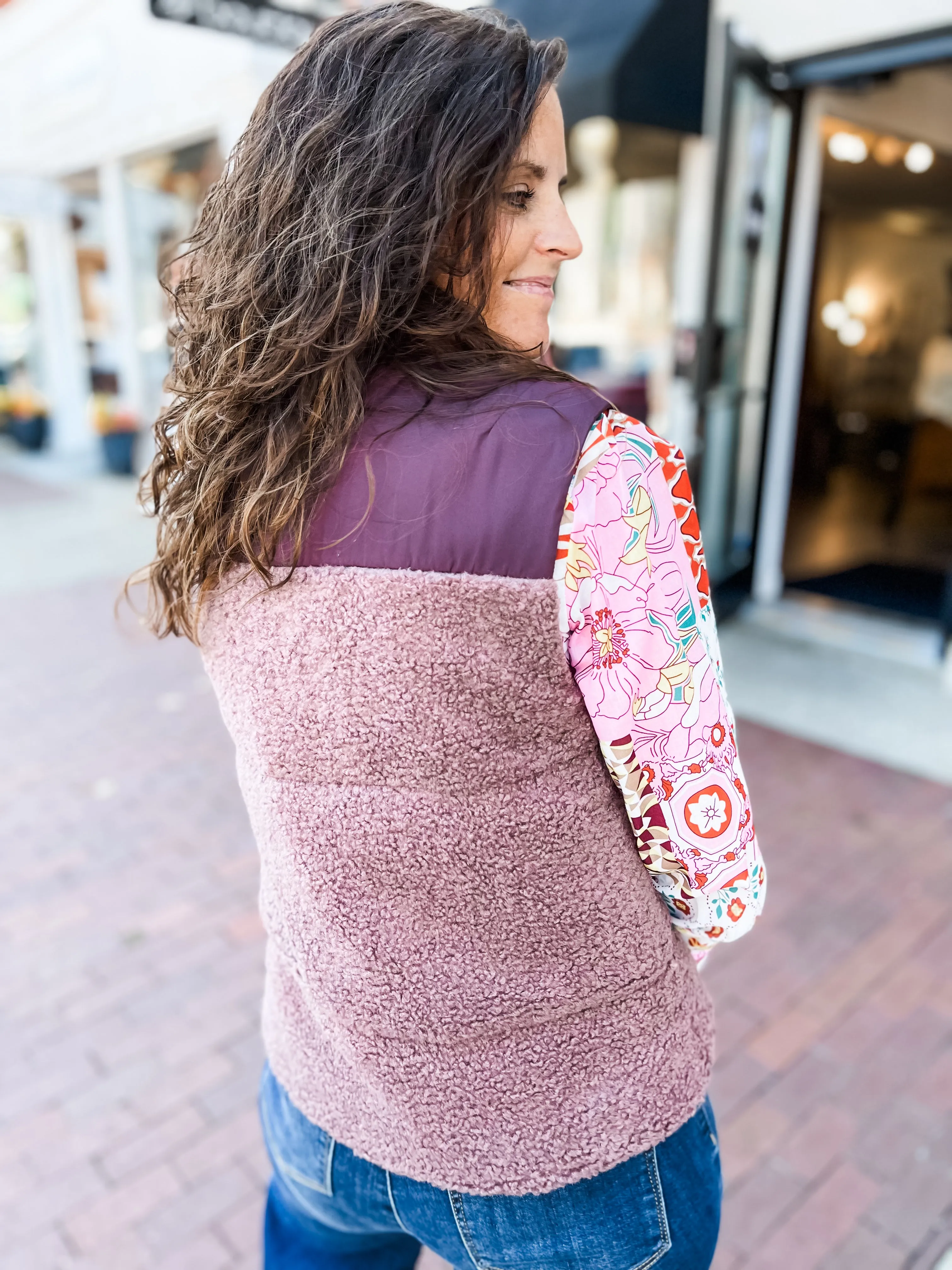 Raisin Sherpa Contrast Vest