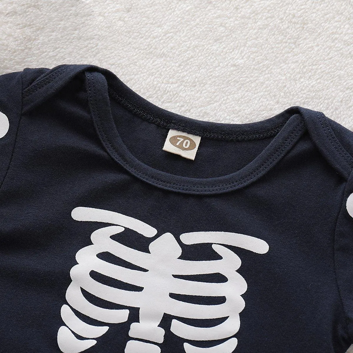 Toddler Girls Halloween Solid Color Long Sleeve Skull Print Dress