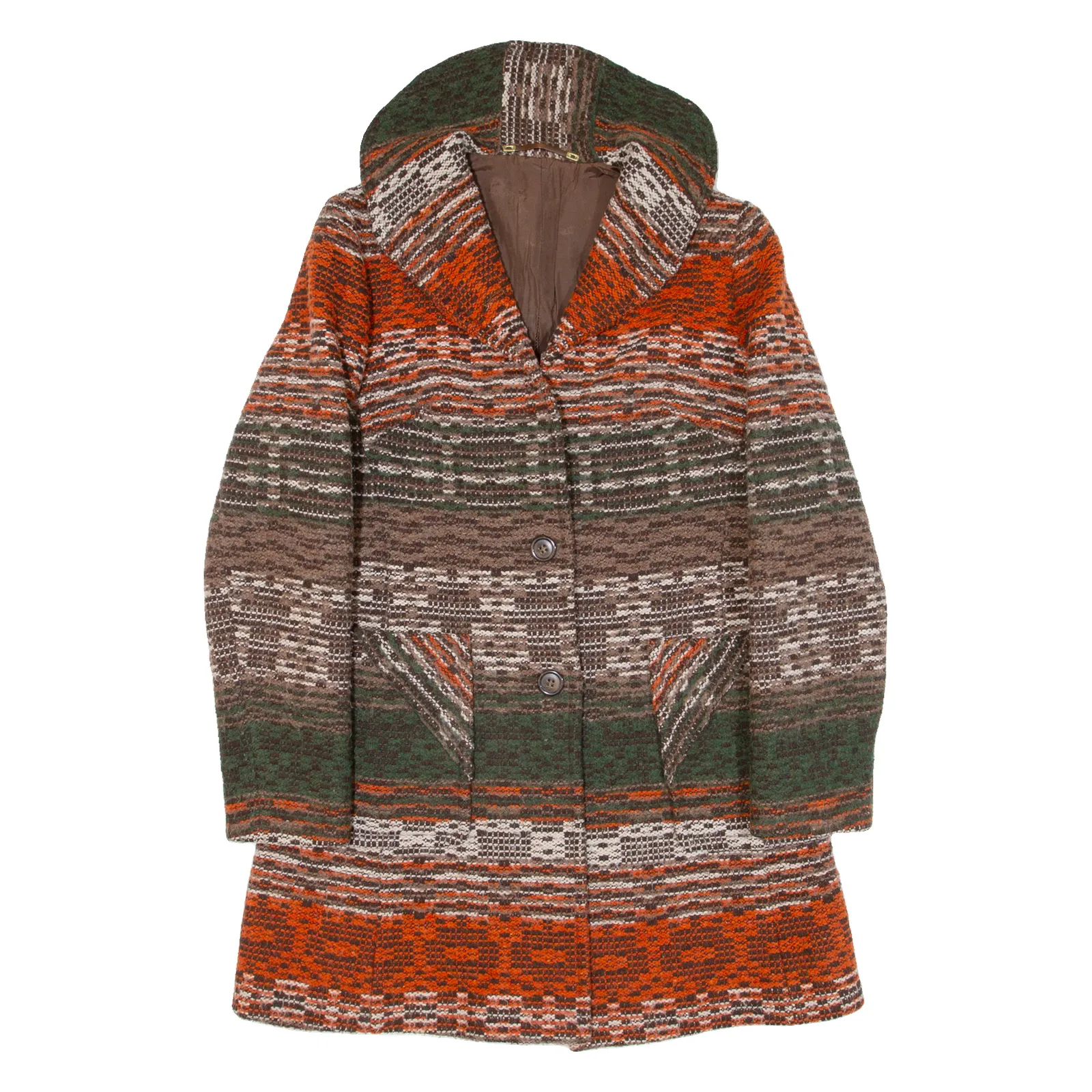 TONI DRESS Womens Overcoat Coat Green Knit Wool Striped M