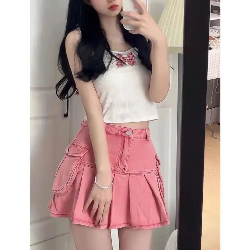 Y2k Pink Cargo Mini Skirt