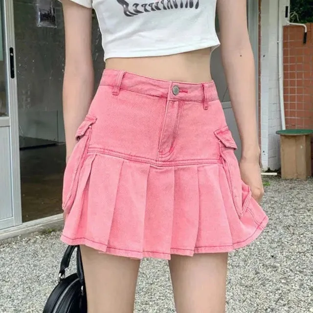 Y2k Pink Cargo Mini Skirt